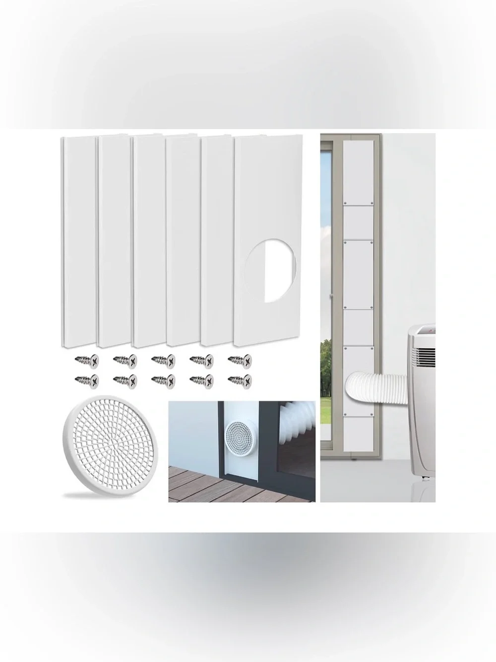 Universal White Portable Air Conditioner Window Vent Kit - White